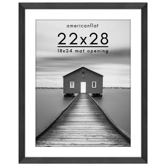 Americanflat; Americanflat Picture Frame with Wide Molding with Mat - Modern Wide Picture Frame - Plexiglass Cover - Hanging Hardware - Includes Easel; Category:Picture Frame Sets; Image:1